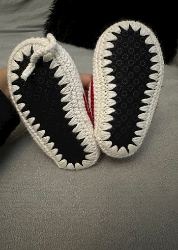 Kırmızı Örgü Kız Bebek Botları 22-23 numara - Görsel 4