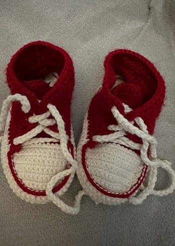 Kırmızı Örgü Kız Bebek Botları 22-23 numara - Görsel 2