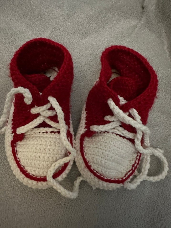 Kırmızı Örgü Kız Bebek Botları 22-23 numara - Görsel 2