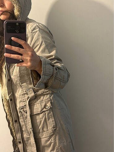 Koyu vizon / gri parka - Görsel 2