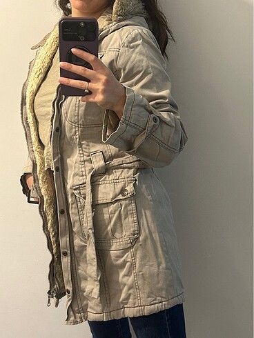 Koyu vizon / gri parka - Görsel 4