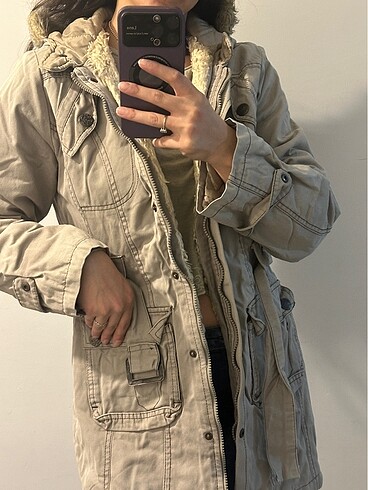 Koyu vizon / gri parka - Görsel 5