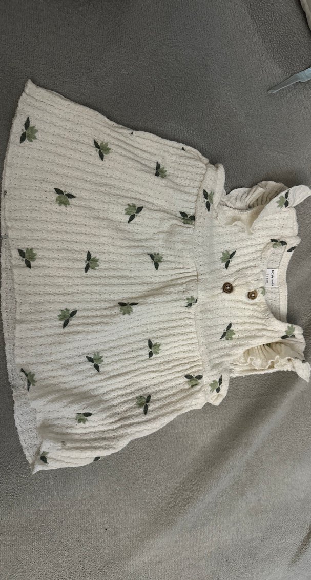 Nakışlı Örgü Beyaz Kız Bebek Takımı - Görsel 4