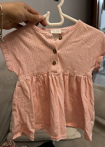 Next 3/6 ay Kız Çocuk Pembe Puantiyeli Düğmeli Elbise - Görsel 3