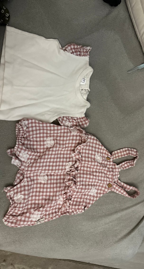 0/3 ay Beyaz Fırfırlı Bebek Kız takım Tulumu - Görsel 2