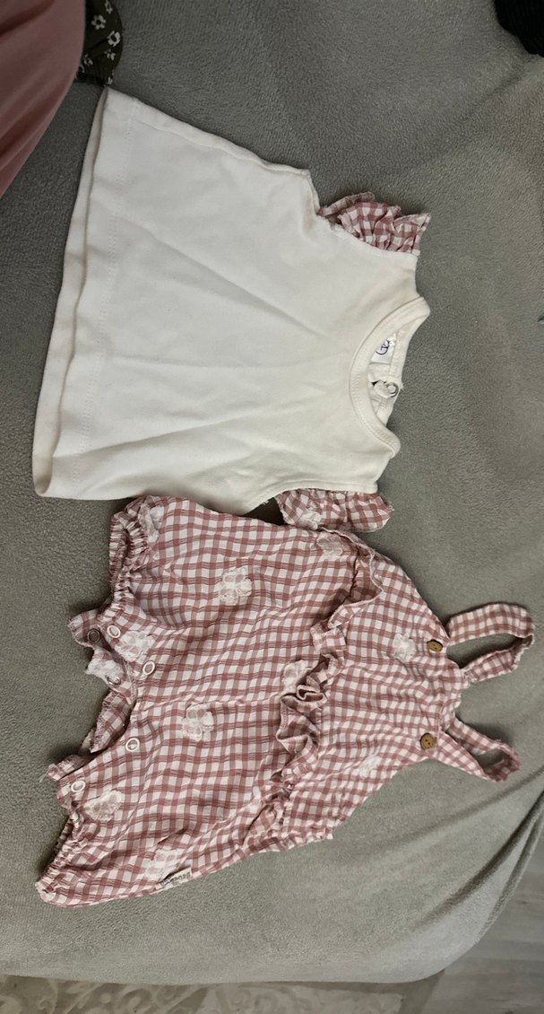 0/3 ay Beyaz Fırfırlı Bebek Kız takım Tulumu - Görsel 5