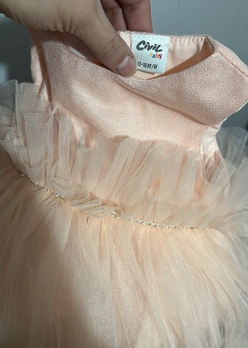 Kız Çocuk Pudra Renkli Fırfırlı Elbise - Görsel 2