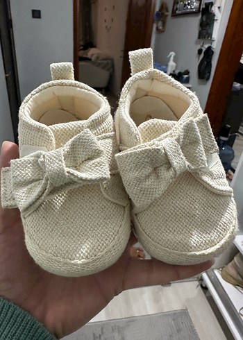 Kız Bebek Beyaz Örgü İlk Adım Ayakkabısı - Görsel 3