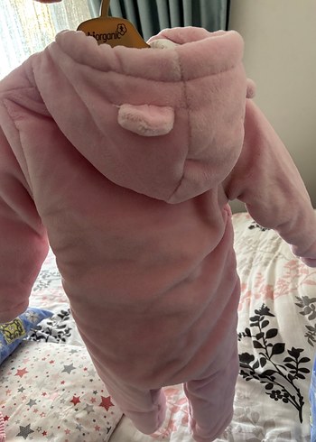 Pembe Kürklü Nakışlı Bebek Tulumu - Görsel 8