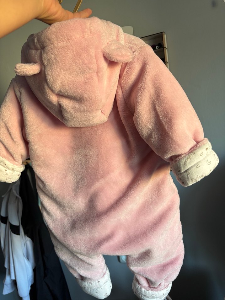 Pembe Kürklü Nakışlı Bebek Tulumu - Görsel 3