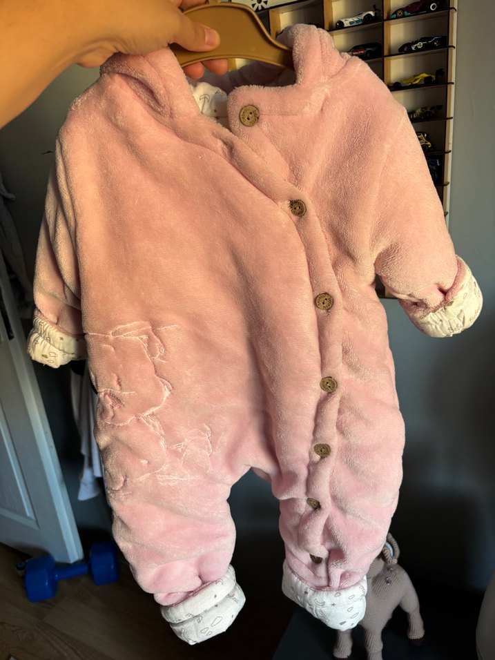 Pembe Kürklü Nakışlı Bebek Tulumu - Görsel 4