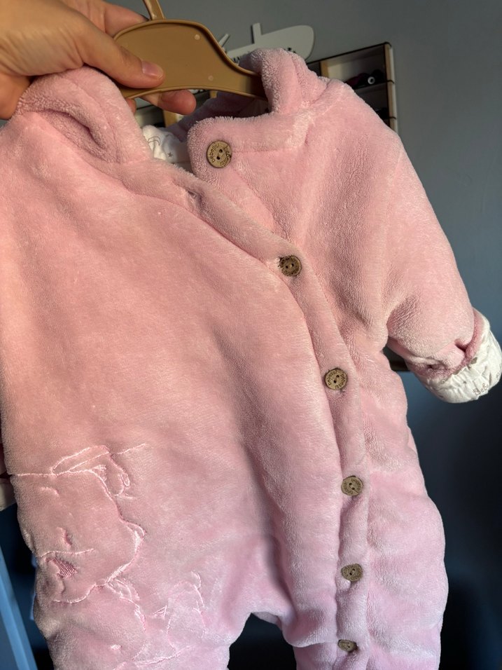 Pembe Kürklü Nakışlı Bebek Tulumu - Görsel 2