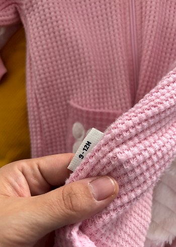 9 Ay Beden pembe Renk Pembe Örgü Bebek Tulum