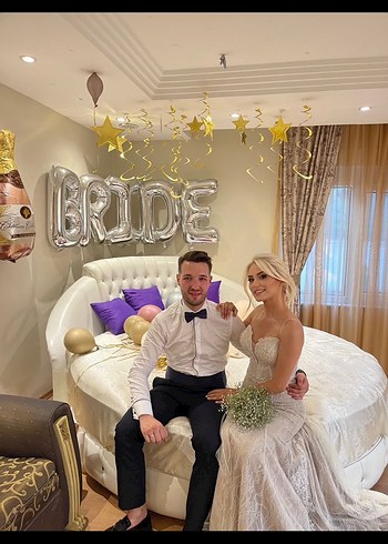 Straplez V Yakalı Beyaz Deniz Kızı Gelinlik - Görsel 4