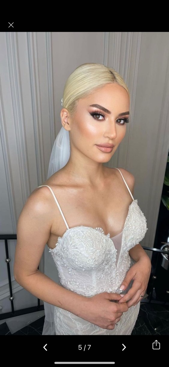 Straplez V Yakalı Beyaz Deniz Kızı Gelinlik - Görsel 3