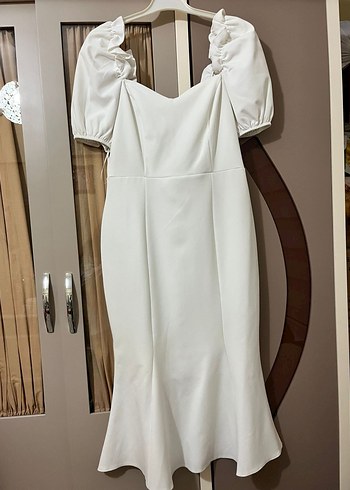 Beyaz Kadın midi Elbise - Görsel 2