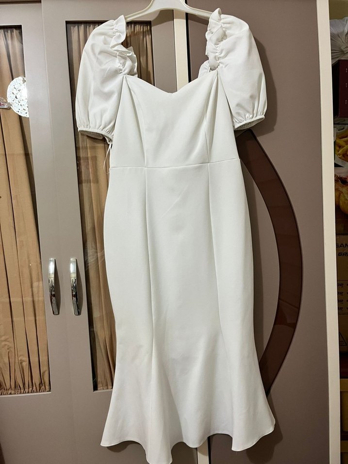 Beyaz Kadın midi Elbise - Görsel 2