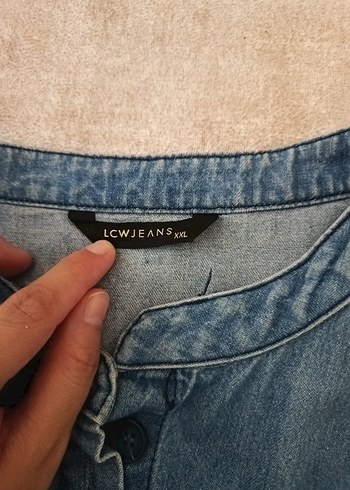 Düğmeli Uzun Kollu Kadın Kot Ceket - Görsel 2