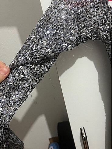 m Beden gri Renk Pull and bear pullu midi elbise