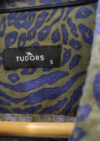 s Beden Tudors S Beden Erkek Lacivert Batik Desenli Keten Gömlek
