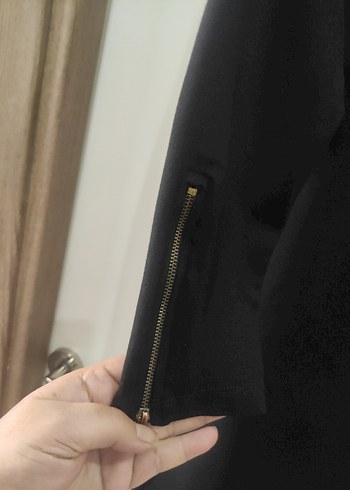 xl Beden Zara XL Siyah V Yaka Midi Kadın Elbise