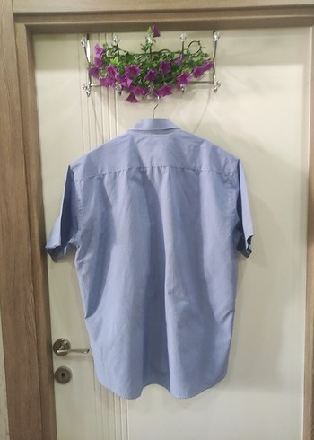 Diğer Mavi Keten XL Kısa Kollu Erkek Gömlek