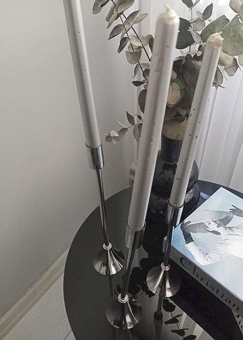 3lü Şamdan gümüş renk - Görsel 2