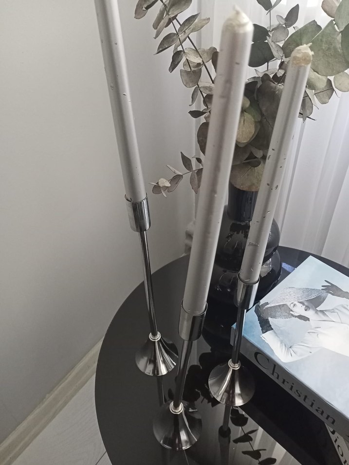 3lü Şamdan gümüş renk - Görsel 2