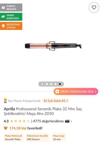 Aprilla Renkli Saç Şekillendirici Maşa - Görsel 2