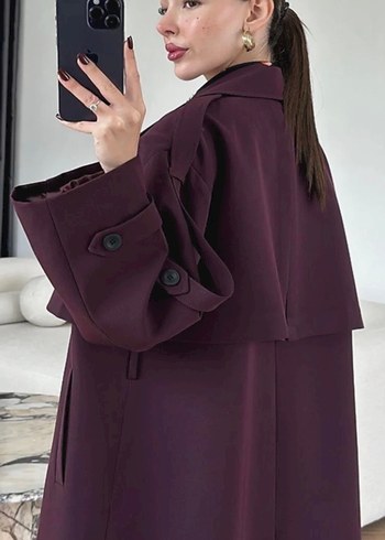 Mürdüm renk trençkot sıfır - Görsel 3