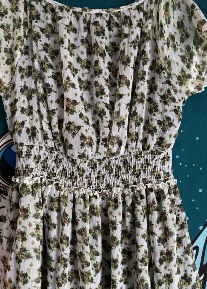 DeFacto Yeşil Çiçekli Pileli Günlük Elbise  - Görsel 3