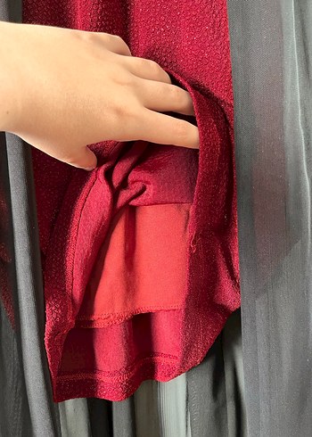 Kolsuz Kırmızı Midi Kına/Düğün Elbisesi - Görsel 4