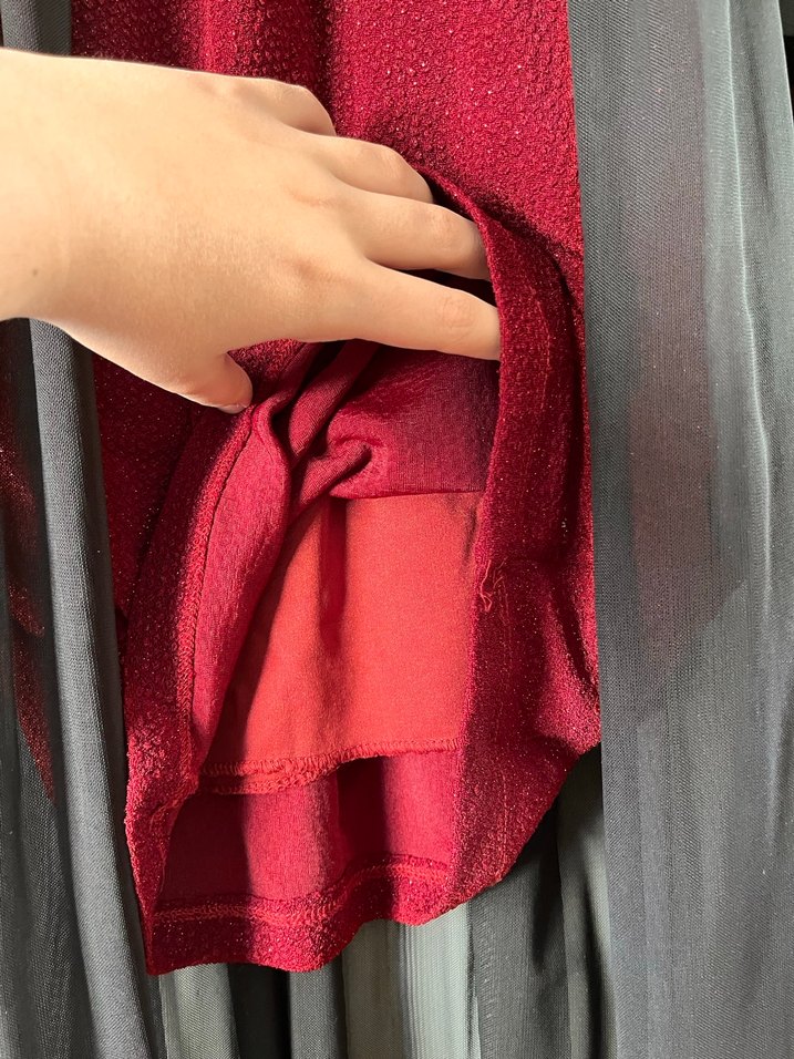 Kolsuz Kırmızı Midi Kına/Düğün Elbisesi - Görsel 4