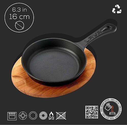  Beden Lava Yuvarlak Tava ve Sunum Tahtası 16 cm