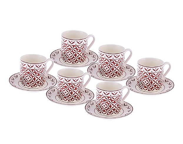 Beden bordo Renk Emsan 6 Kişilik Kahve Fincan Takımı