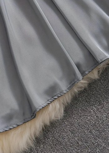 Gri Drapeli Modern Klasik Uzun Abiye - Görsel 5