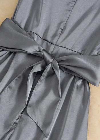 Gri Drapeli Modern Klasik Uzun Abiye - Görsel 7