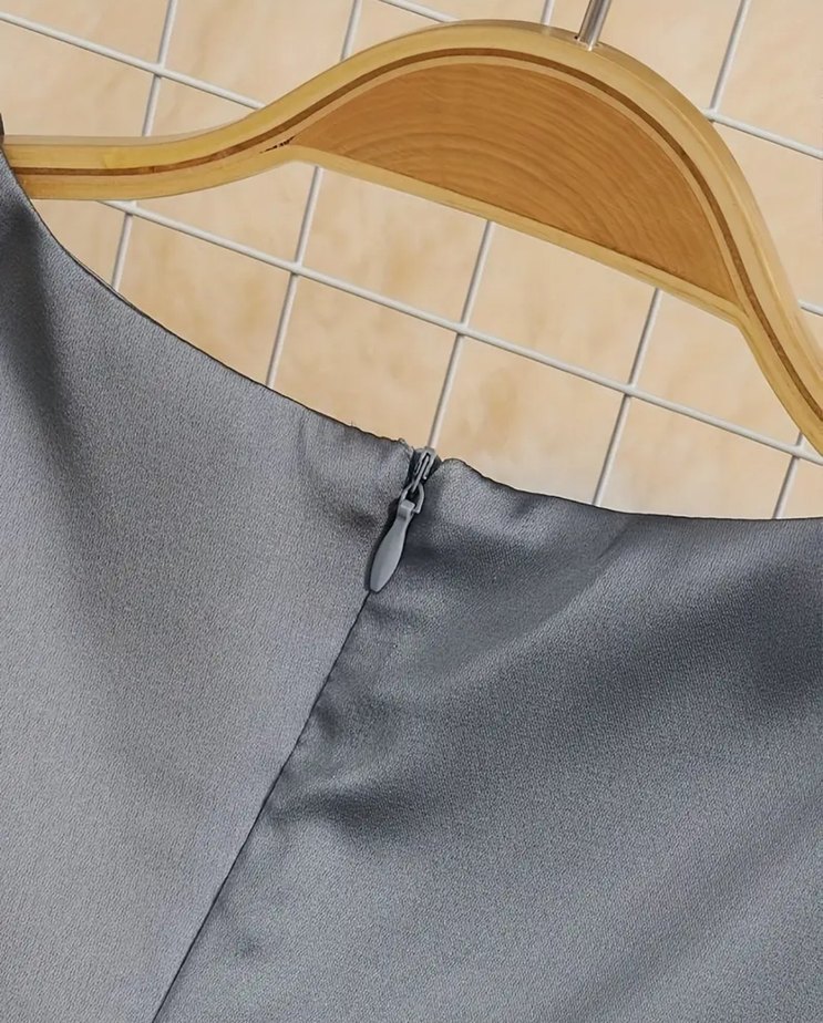 Gri Drapeli Modern Klasik Uzun Abiye - Görsel 3