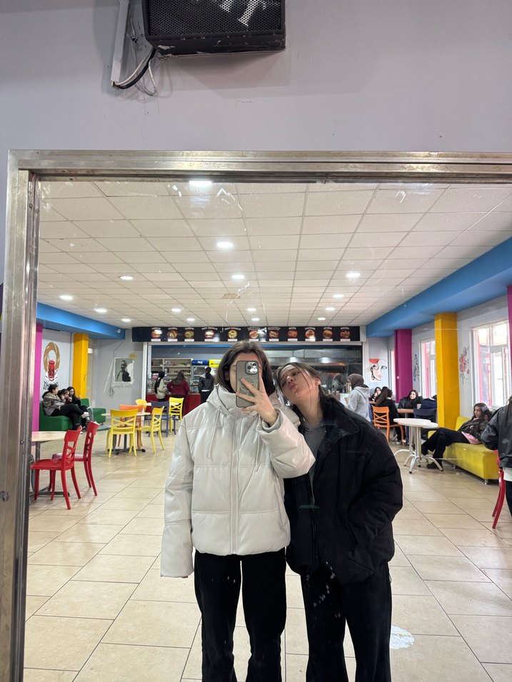 Beyaz Yüksek Yakalı Puff Mont - Görsel 4