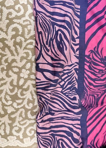 Pembe Zebra Desenli Bohem Kadın Şal - Görsel 5