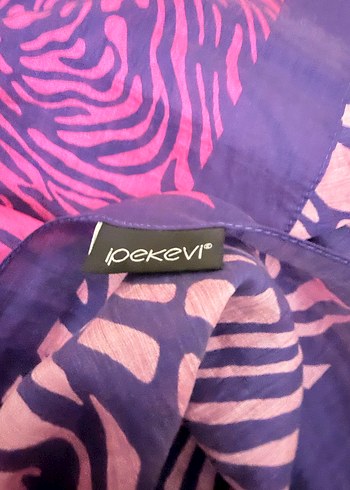 Pembe Zebra Desenli Bohem Kadın Şal - Görsel 3