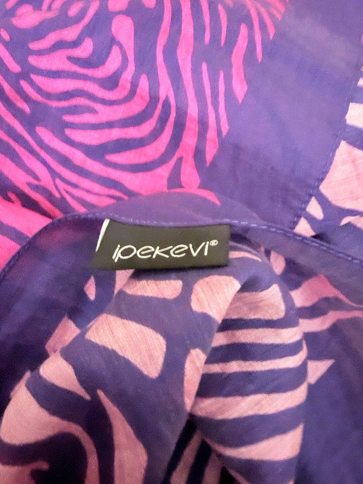 Pembe Zebra Desenli Bohem Kadın Şal - Görsel 3