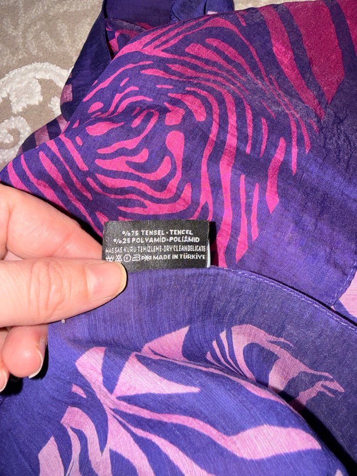 Pembe Zebra Desenli Bohem Kadın Şal - Görsel 2