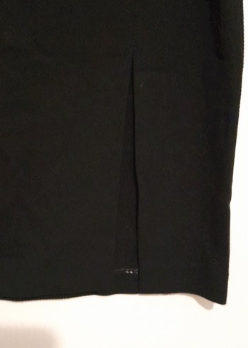 Kemer Detaylı Siyah Midi Kalem Etek - Görsel 2