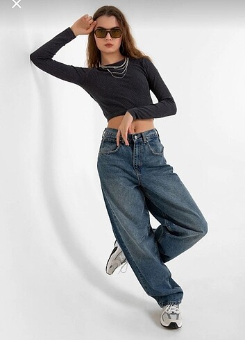 Geniş Paça Rahat Baggy Jean Kadın pantolon 