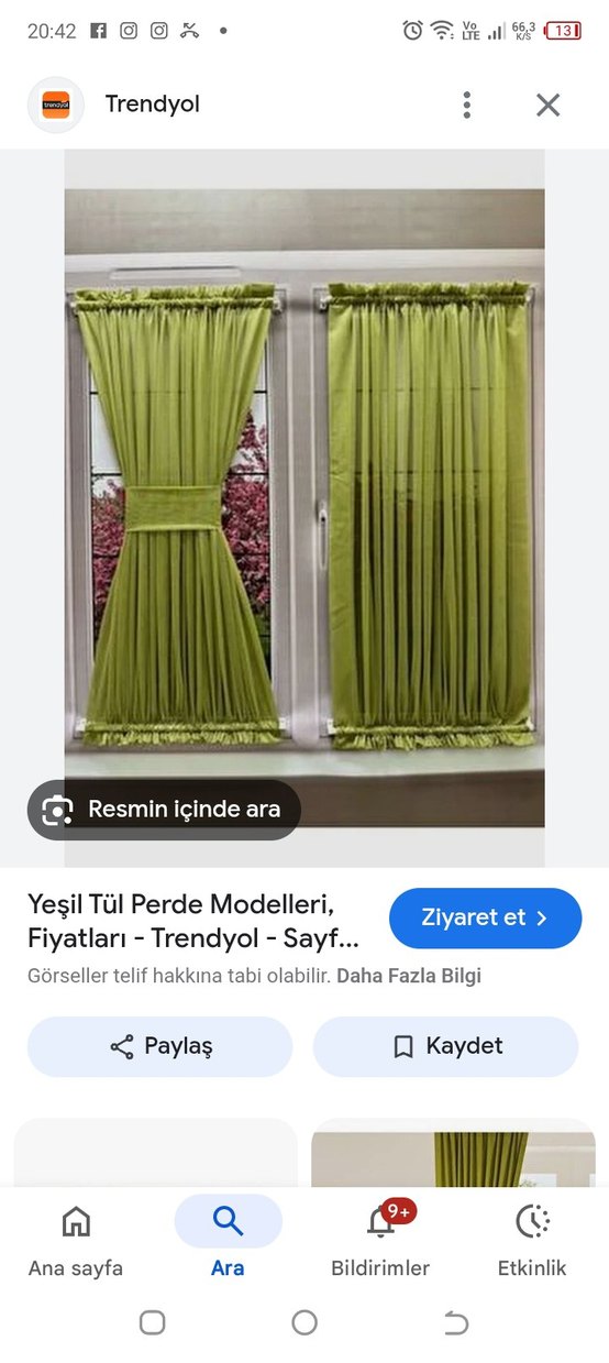 Yeşil tül .metre hesabı metresi 60 tl - Görsel 2