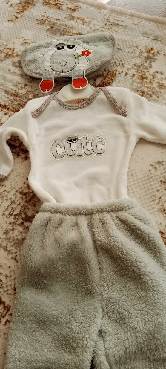 Sıfır Set .Peluş ve kadife yeni doğan erkek bebek set - Görsel 2