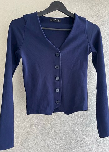 V Yaka Mor Düğmeli Kadın Hırka - Görsel 2