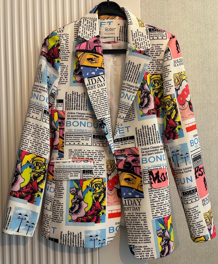 Renkli Baskılı Midi Kadın Blazer - Görsel 2