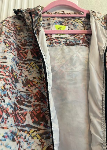 Kadın Çok Renkli Batik Desenli Fermuarlı Ceket yağmurluk - Görsel 2